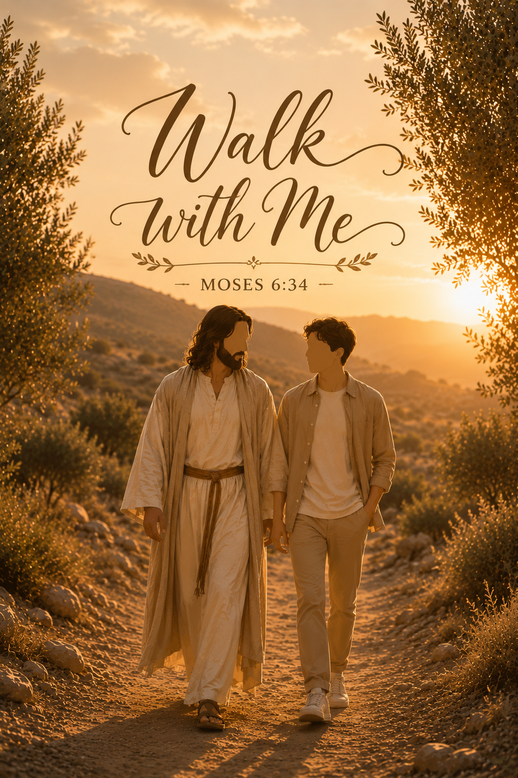 4X6" Walk With Me Faceless Laminated Portrait of Christ