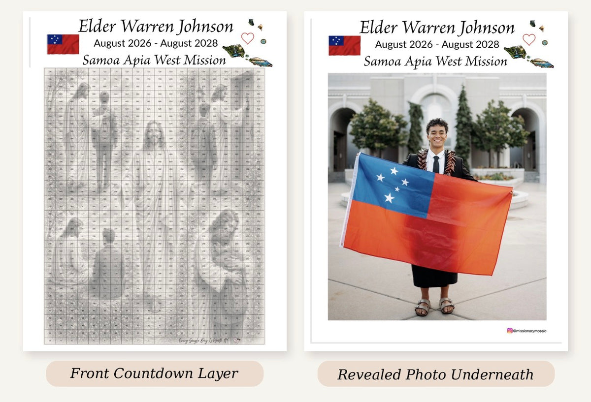 WEEKLY 11X14" Elder Missionary  P-Day Custom Countdown Mosaic