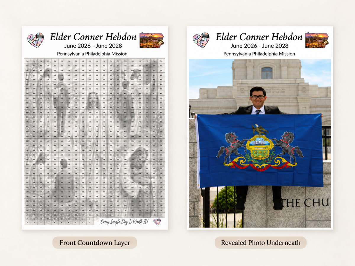 DAILY 17X22" Elder Missionary Mosaic 2-Year Countdown Calendar