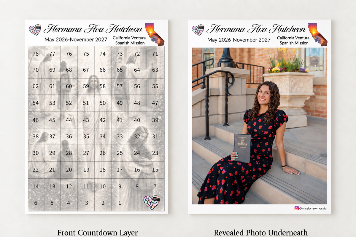 WEEKLY 11X14'' Sister Missionary  P-Day Custom Countdown Mosaic