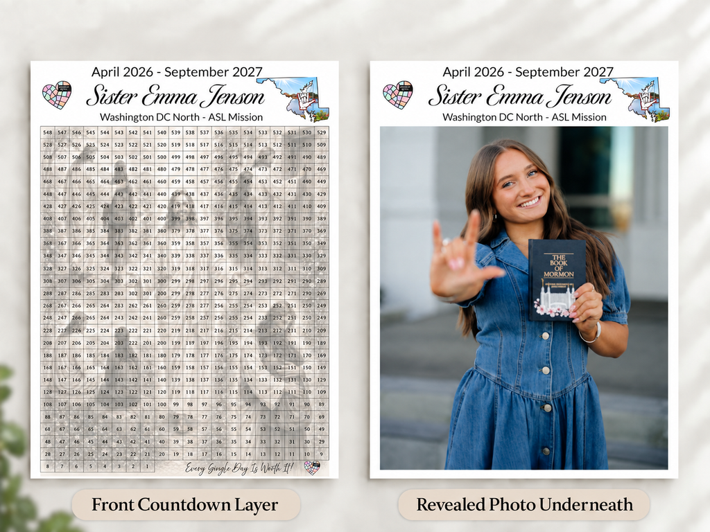 Missionary Family Pack- (1) 17X22" Daily Countdown + (2) 11X14" Weekly Countdown Calendars
