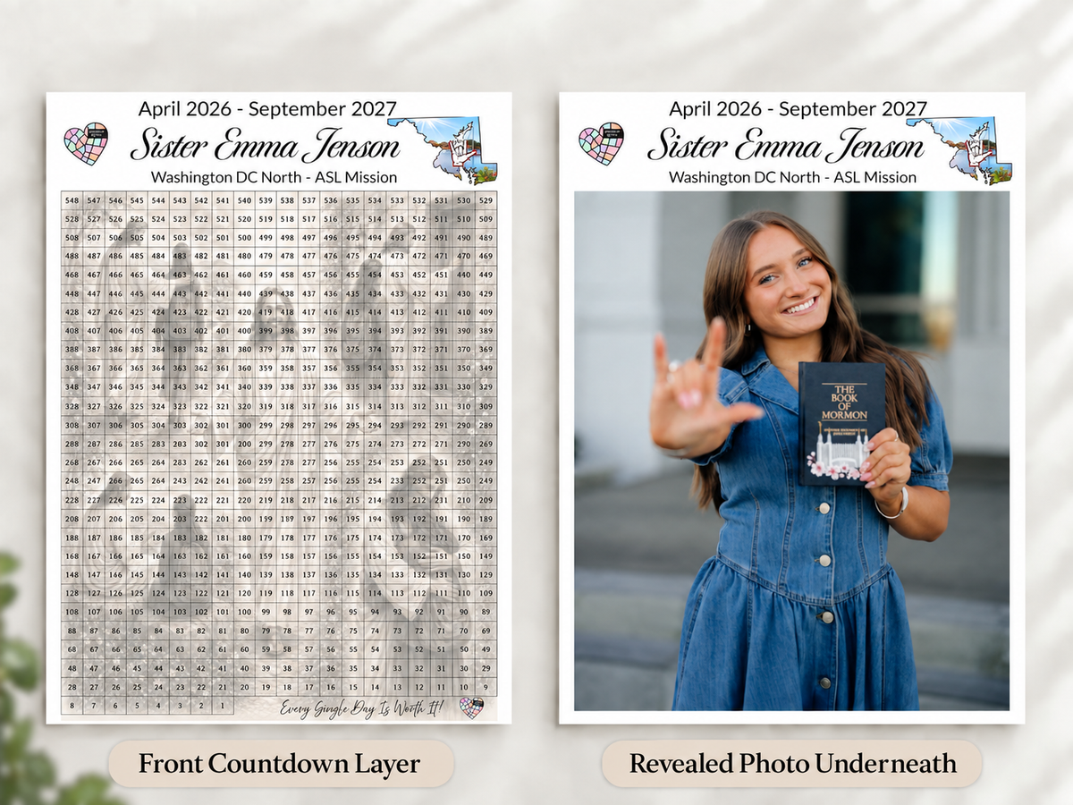 Missionary Family Pack- (1) 17X22" Daily Countdown + (2) 11X14" Weekly Countdown Calendars