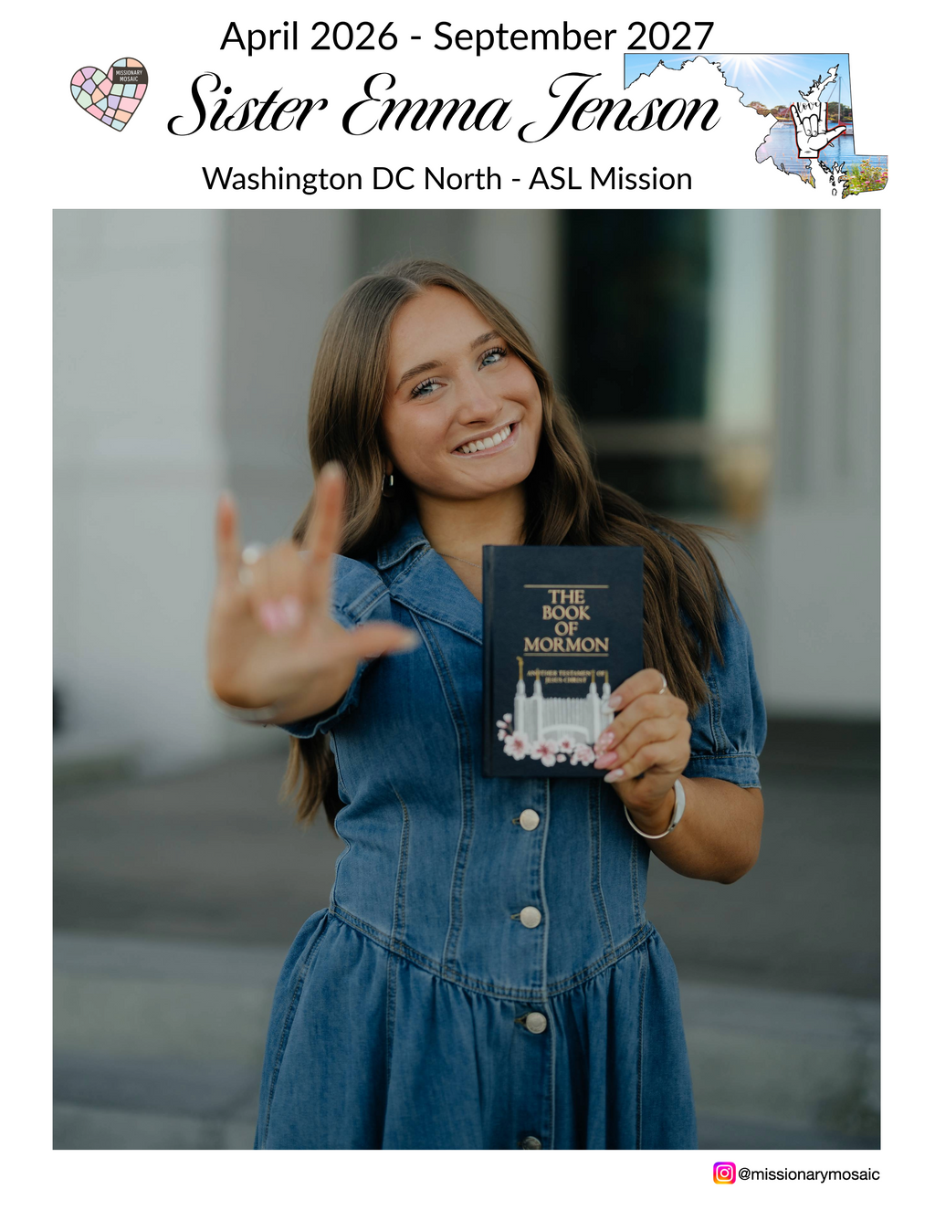 DAILY 17X22'' Sister Missionary Mosaic 18 Month Custom Countdown Calendar