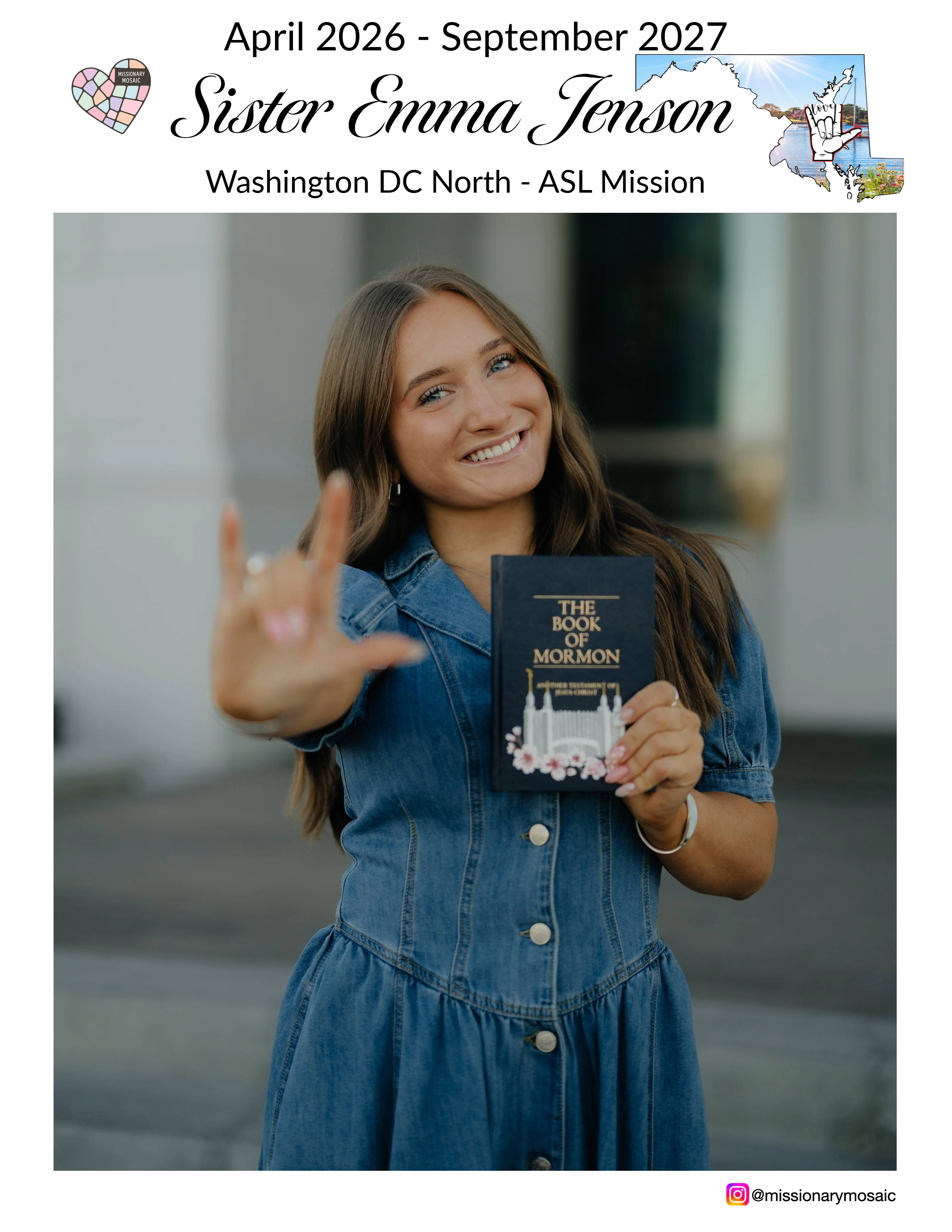 DAILY 17X22'' Sister Missionary Mosaic 18 Month Custom Countdown Calendar